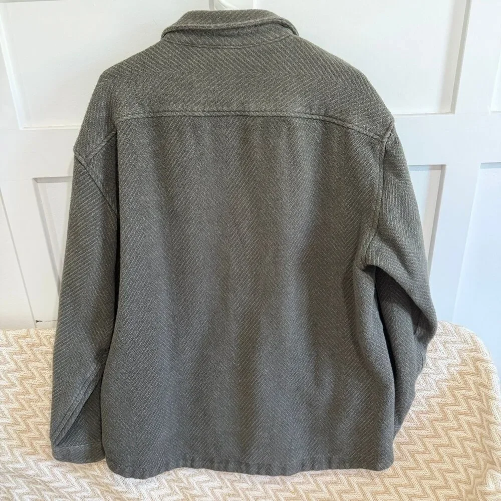 Abercrombie & Fitch Men’s XL Tall Olive Textured Knit Shacket Overshirt Jacket